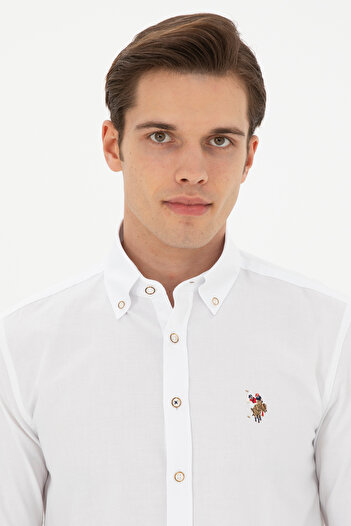 U.S. Polo Assn. Чоловіча біла футболка з довгим рукавом Basic Сорочка 50281921VR013