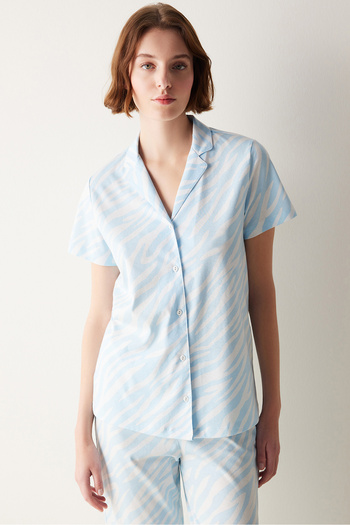 Penti Base Blue Zebra Shirt Pajama Set