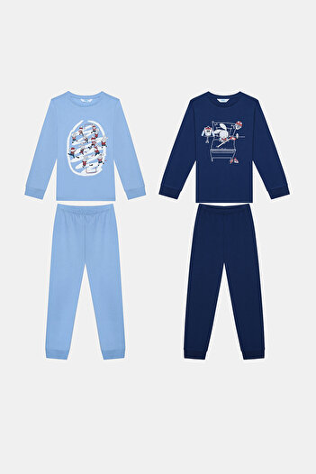 Penti Cotton Boy's Hockey Bunny 2-Piece Multicolor Pajama Set