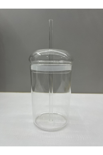 MİMOZA PARK 1 Piece Heat Resistant Simple Gasketed Full Glass Straw Cup