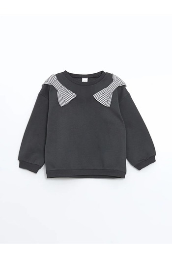 LC Waikiki Φούτερ LCW baby Anthracite Ribbon Χοντρό μωρό κοριτσάκι