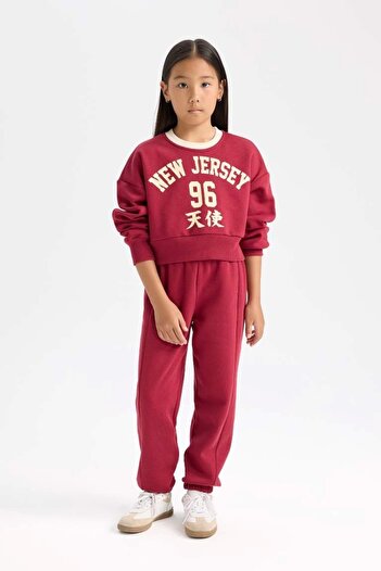 DeFacto D4867 2-Piece Printed Sweatshirt Jogger Sweatpants
