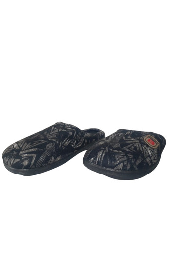 GEZER Men's Triangle Patterned Orthopedic Slippers - Black/Grey, Daily Indoor - Gzeer202-302
