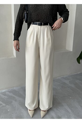 Laluvia Stone Idole Belted Palazzo Trousers-3510