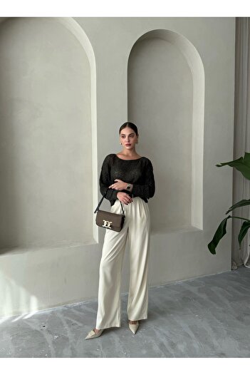 Laluvia Stone Idole Belted Palazzo Trousers-3510