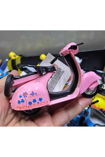 Hepsilazım Diecast Model Pembe Vespa Motor Scooter Metal Oyuncak Motorsiklet 13Cm
