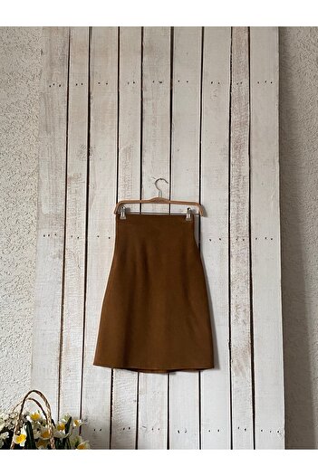 KÜÇÜĞÜM BUTİK Camel Stamped Short Skirt
