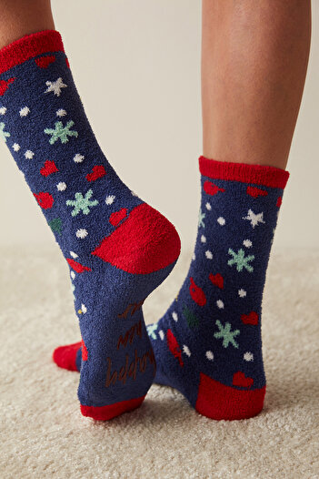 Penti New Year Patterned Navy Blue Socks