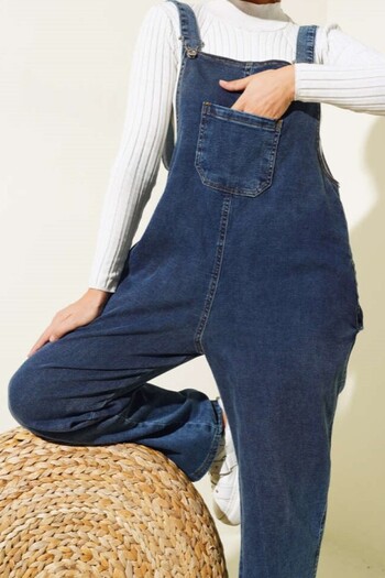 ÇEÇİM Kadın Mavi Jeans Tulum Salopet Hamile Tulum Zyn-58608