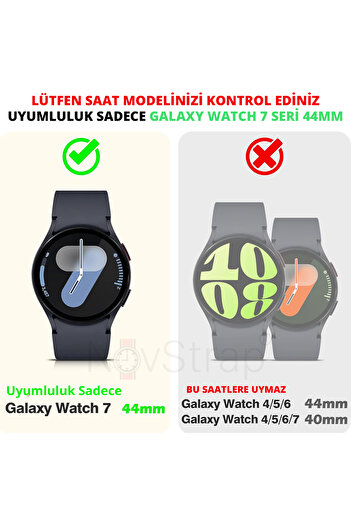 NovStrap Samsung Galaxy Watch 7 44mm ile Uyumlu Ekran Koruyucu Cam ve Kasa Koruyucu Kılıf Sert Pc