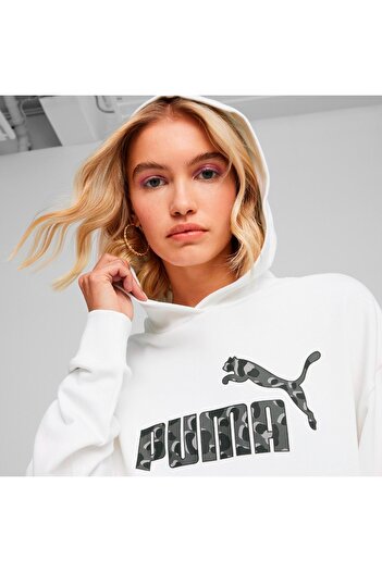 Puma Essentials Animal Women's White Hooded Sweatshirt