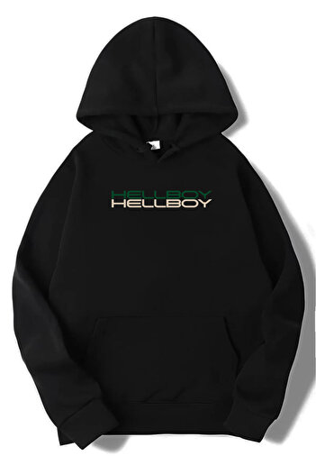 DEEPSENCE Helboy Unisex Black Hooded Sweatshirt - Back Printed