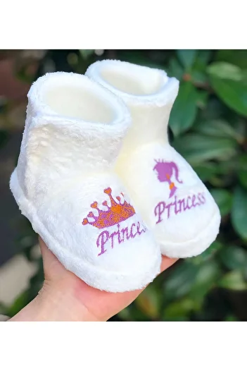 Pandalina Girls' Panduf Princess Girl Crowned Figured Non-Slip Sole Kindergarten Nursery Home Shoes