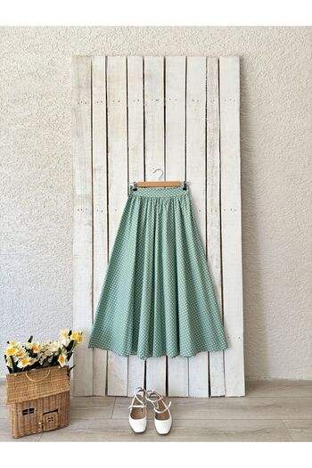 KÜÇÜĞÜM BUTİK Green Polka Dot Poplin Flared Skirt