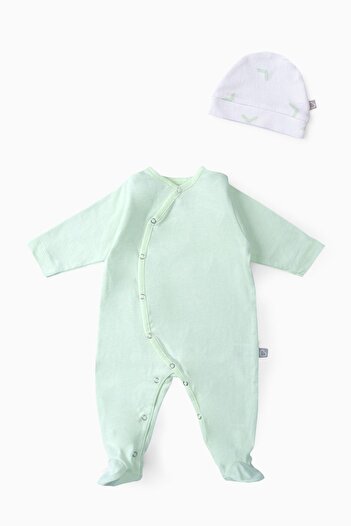 Boumini Baby Booties Jumpsuit Hat Set Mint
