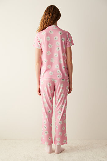 Penti Cute Cats Pembe Gömlek Pantolon Pijama Takımı