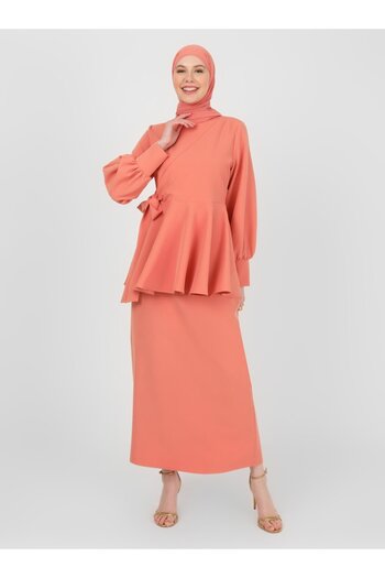 Refka Dark Salmon Tunic and Skirt Double Set - Flywheel Detail
