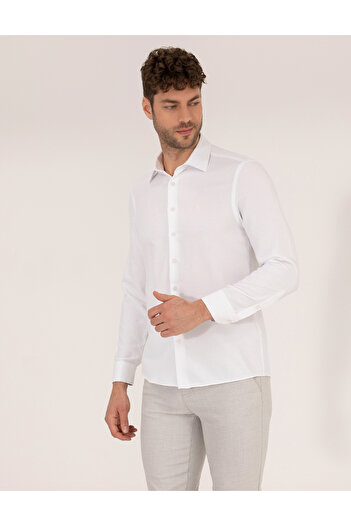 Pierre Cardin Біла сорочка Slim Fit з довгими рукавами 50265110-VR013