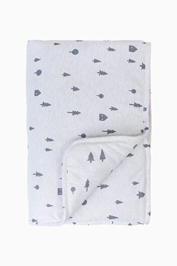 Boumini 75X100 cm Fiber Filled Cotton Baby Blanket Double Sided Pine Forest Beige
