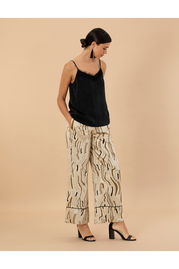 Pierre Cardin Krem Desenli Saten Pantolon 50275628-VR071