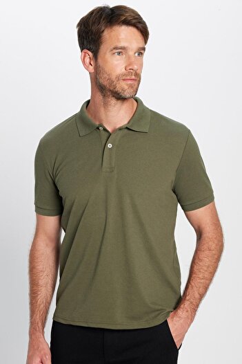 Tudors Pánské Slim Fit Slim Fit Bavlna Měkká textura Prodyšná tkanina Anti-curling límec Khaki Polo tričko s límečkem