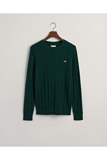 Gant Erkek Yeşil Regular Fit Bisiklet Yaka Kazak
