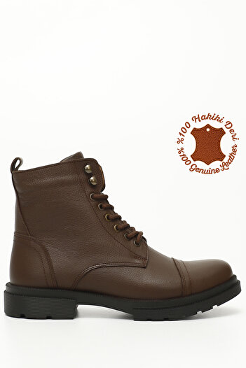GÖNDERİ(R) Men's Brown Antique Zippered Genuine Leather Boots