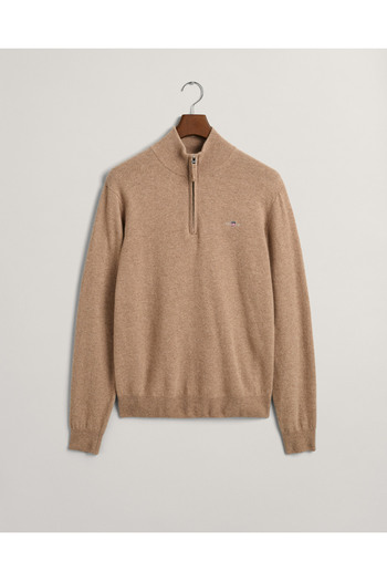 Gant Erkek Bej Regular Fit Yarım Fermuarlı Yün Kazak