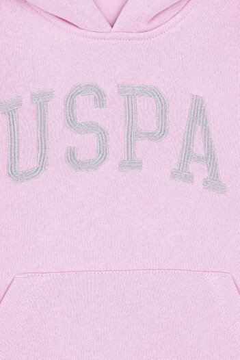 U.S. Polo Assn. Kız Çocuk Pembe Kapüşonlu Basic Sweatshirt 50296388-VR041
