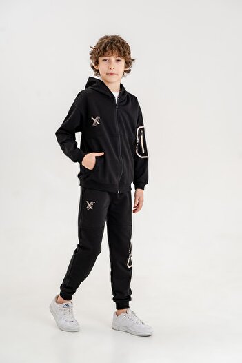 Mışıl Kids Boys' Tracksuit Set - Best Team Printed, Hooded and Zippered