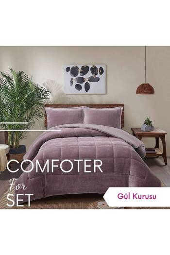 Sudemhome Dried Rose Double Lamb Feather Quilt Set