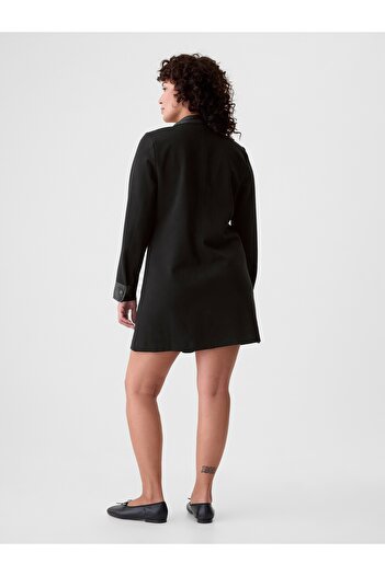 GAP Kadın Siyah Suni Vegan Deri Shift Mini Elbise