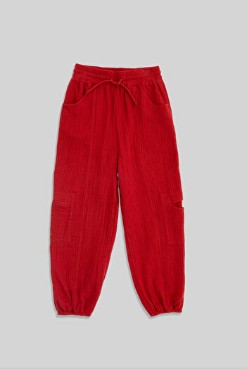 minojoy Girl's Red Striped Varsi Trousers