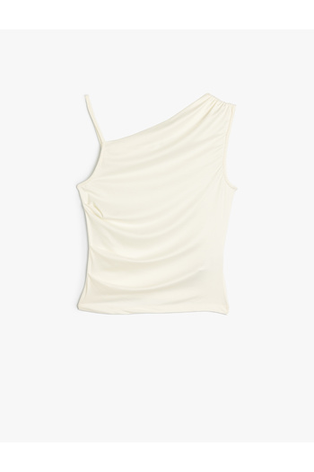 Koton Single Shoulder Sleeveless Asymmetric Collar Draped