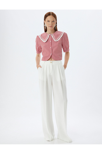 Koton Palazzo Viscose Trousers - Pleat Detail and Pocket