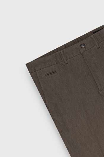 ALTINYILDIZ CLASSICS Comfort Fit Rahat Kesim Pamuklu Esnek Diagonal Desenli Yan Cep Casual Açık Kahve Pantolon