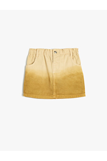 Koton High Waist Cotton Skirt - Pocket Detail and Elastic Waist