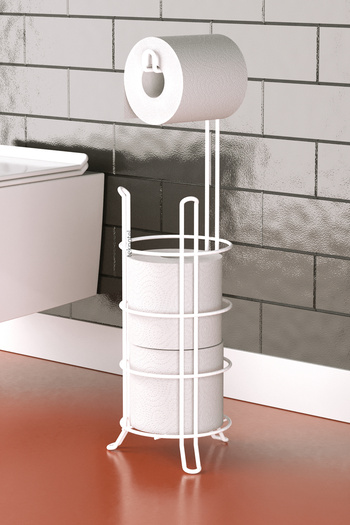 Teknotel White Toilet Paper - Mg093, Stand with Stand and Refills, Paper Holder