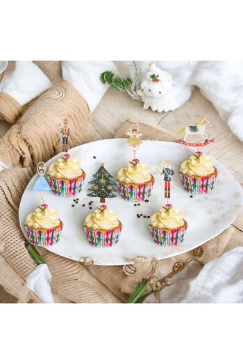 Partifabrik Στολίδι Cupcake με θέμα το Πρωτοχρονιάτικο Καρυοθραύστης Μπαλαρίνα Οδοντογλυφίδα 8 τεμάχια