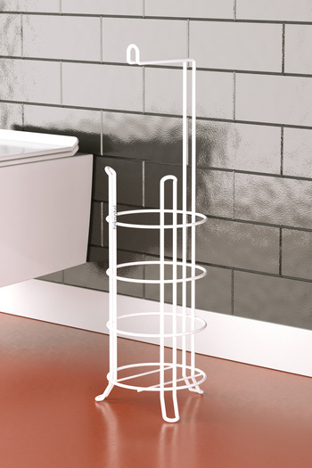 Teknotel White Toilet Paper - Mg093, Stand with Stand and Refills, Paper Holder