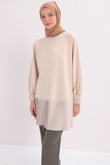 ALLDAY Light Beige Oversize Garni Pleated Tunic