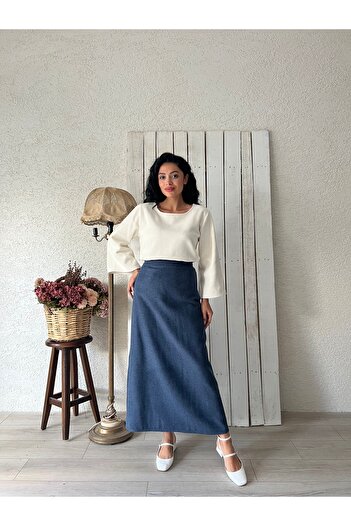 KÜÇÜĞÜM BUTİK Indigo Blue Long Skirt