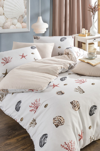 TABEA HOME Soft Dreams Series - Double Cotton Patterned Duvet Cover Set with Elastic Sheets