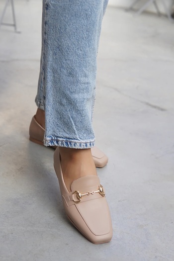 LAMİNTA Zarae Nude Buckle Detailed Women's Ballerinas