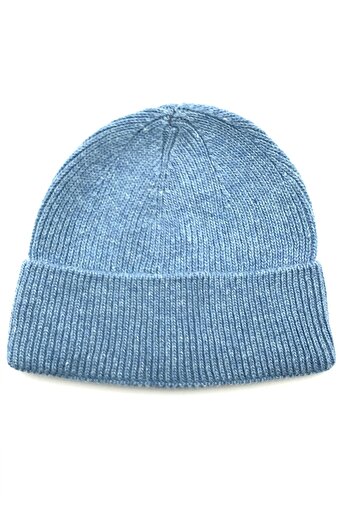 AXE SPORTSWEAR Зимова відкрита блакитна вовняна шапка з резинкою та складками Basic Bere Winter Beret