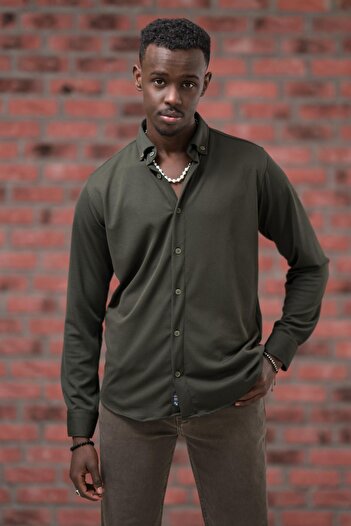 ADVANTE Thin Corded Full Lycra Collar Buttoned Seasonal Slimfit Shirt