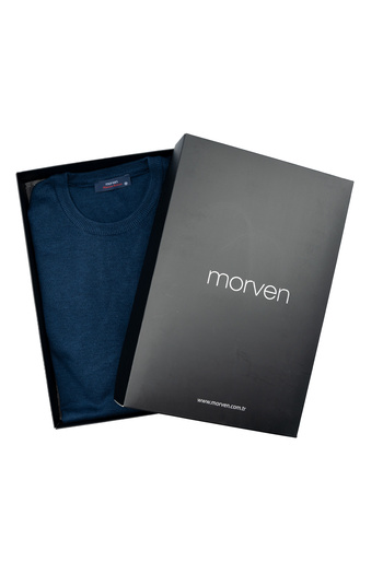 Morven Indigo Basic Dynamic Fit Relaxed Cut Crew Neck Gift Boxed Knitwear Sweater