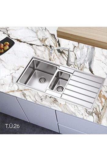 Bigaimaj Kitchen Countertop Marble Pattern Self Adhesive Foil Coating 70Cmx100Cm