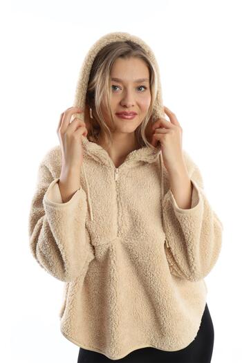Polo State Women's Hooded Plush Sweat Ecru