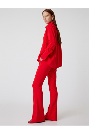 Koton Long Sleeve Crepe Shirt - Classic Collar, Regular Fit